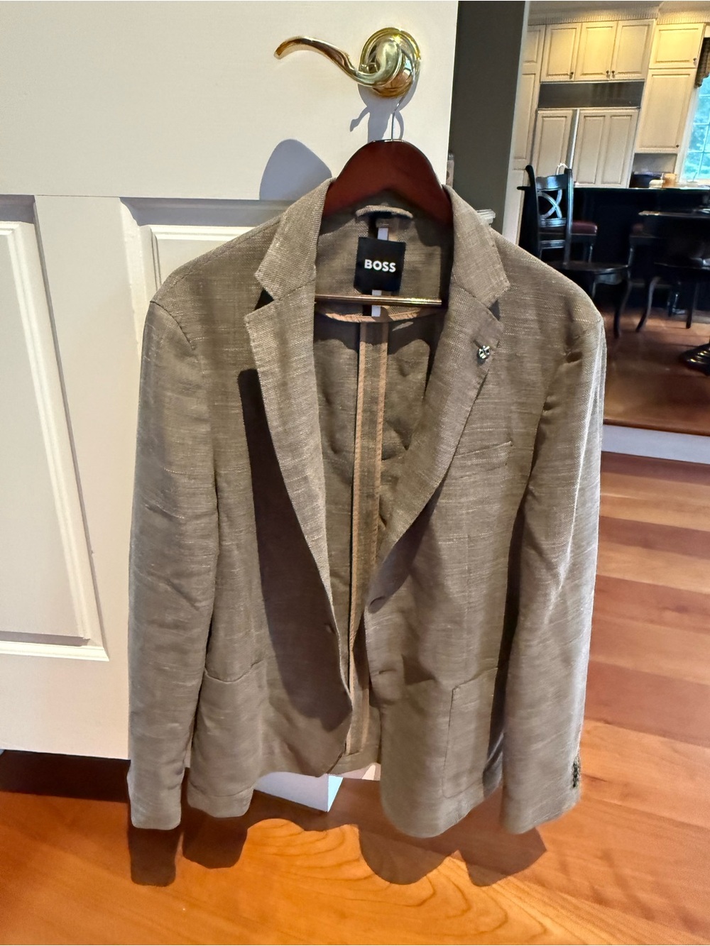 Boss Men’s Taupe Patterned Blazer - 44 Reg